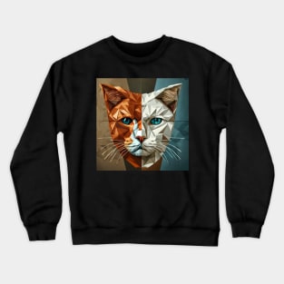 Geometric Modern Art Cat Crewneck Sweatshirt